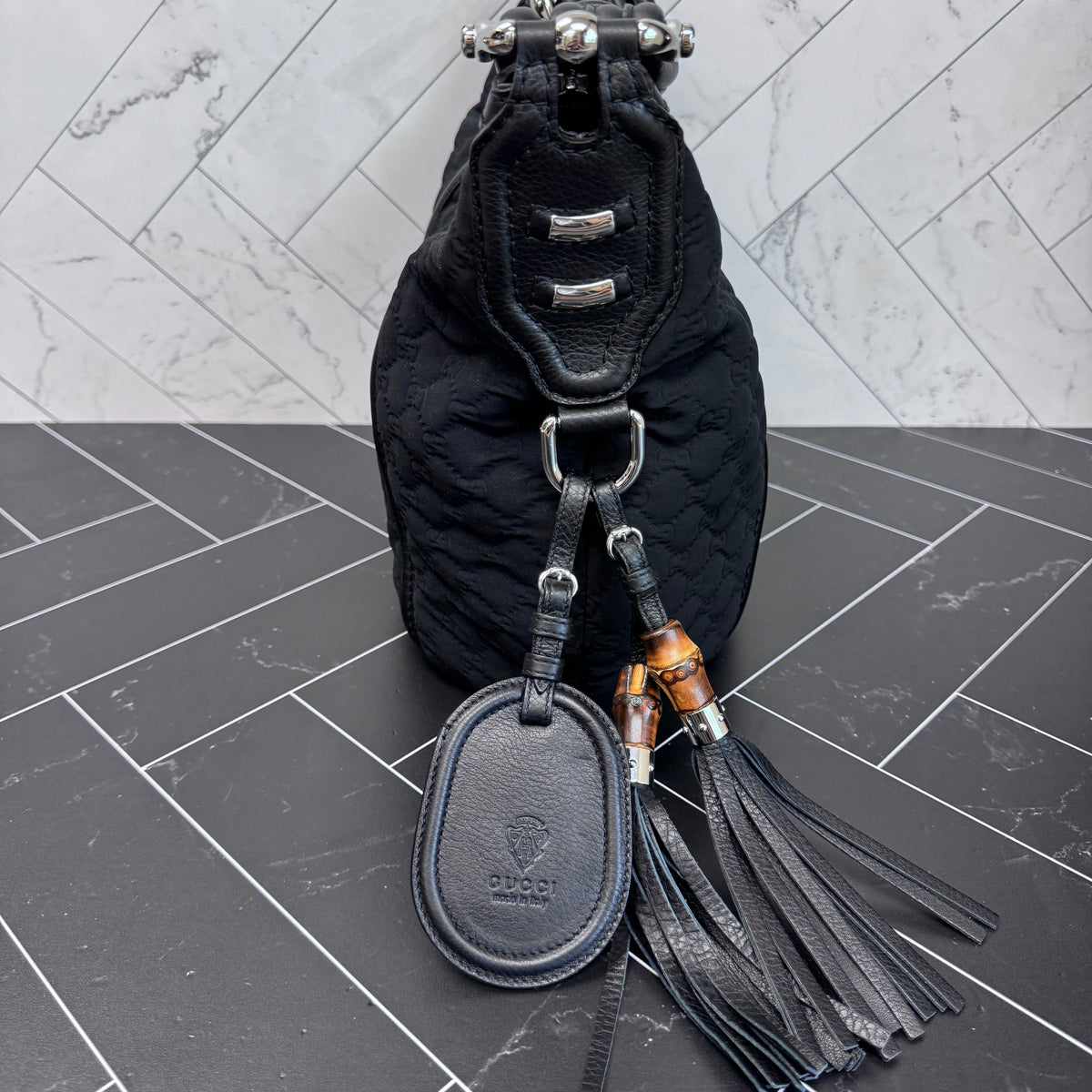 Gucci Black Neoprene GG Shoulder Bag