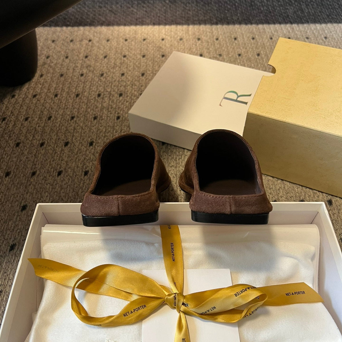 THE ROW SUEDE MULES