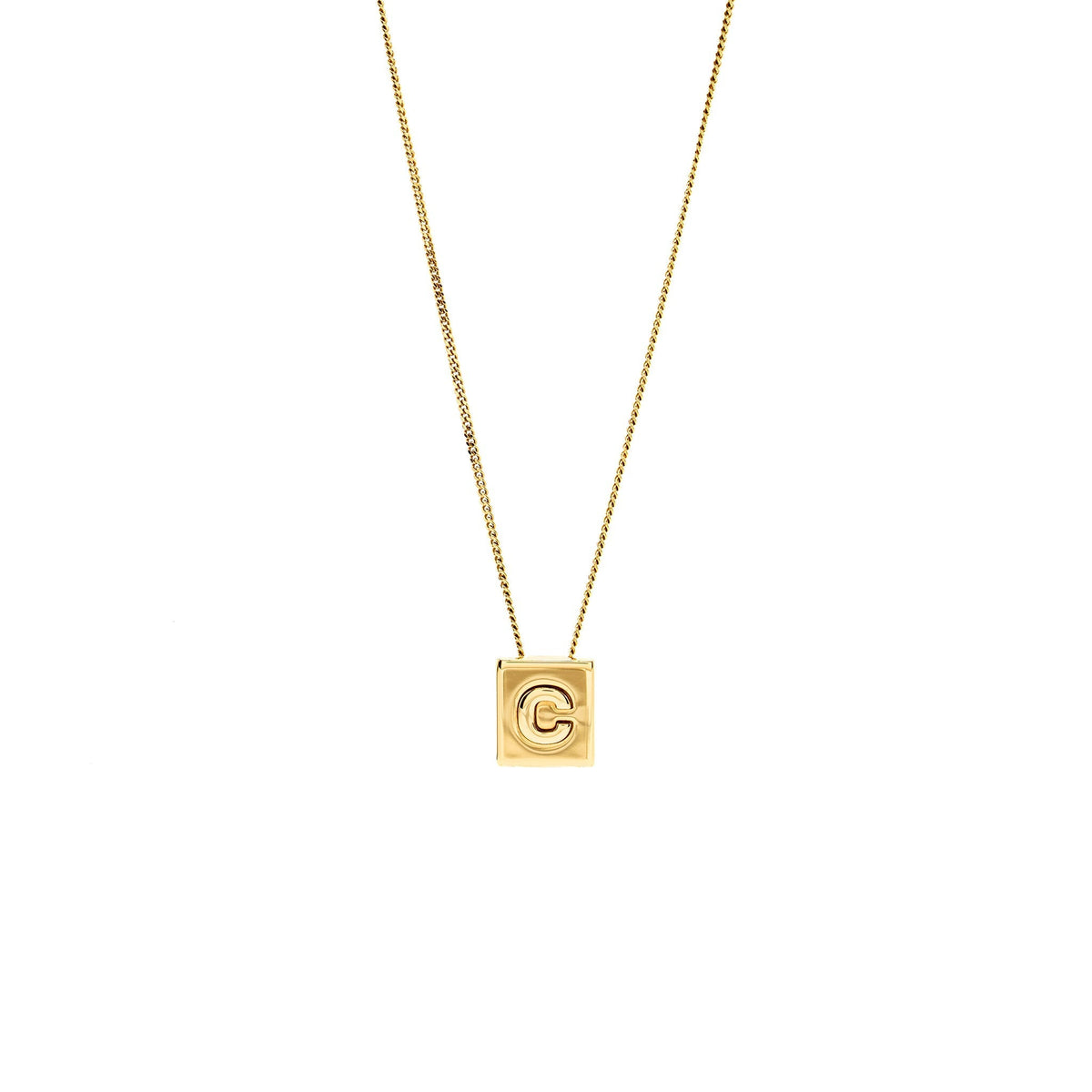 Celine Alphabet C Necklace In Brass Gold Tone