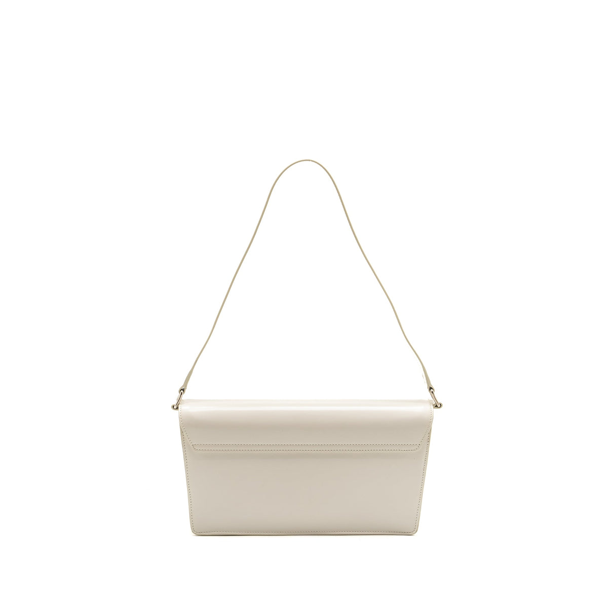 Celine Trapeze Triomphe Shoulder Bag Shiny Calfskin White SHW