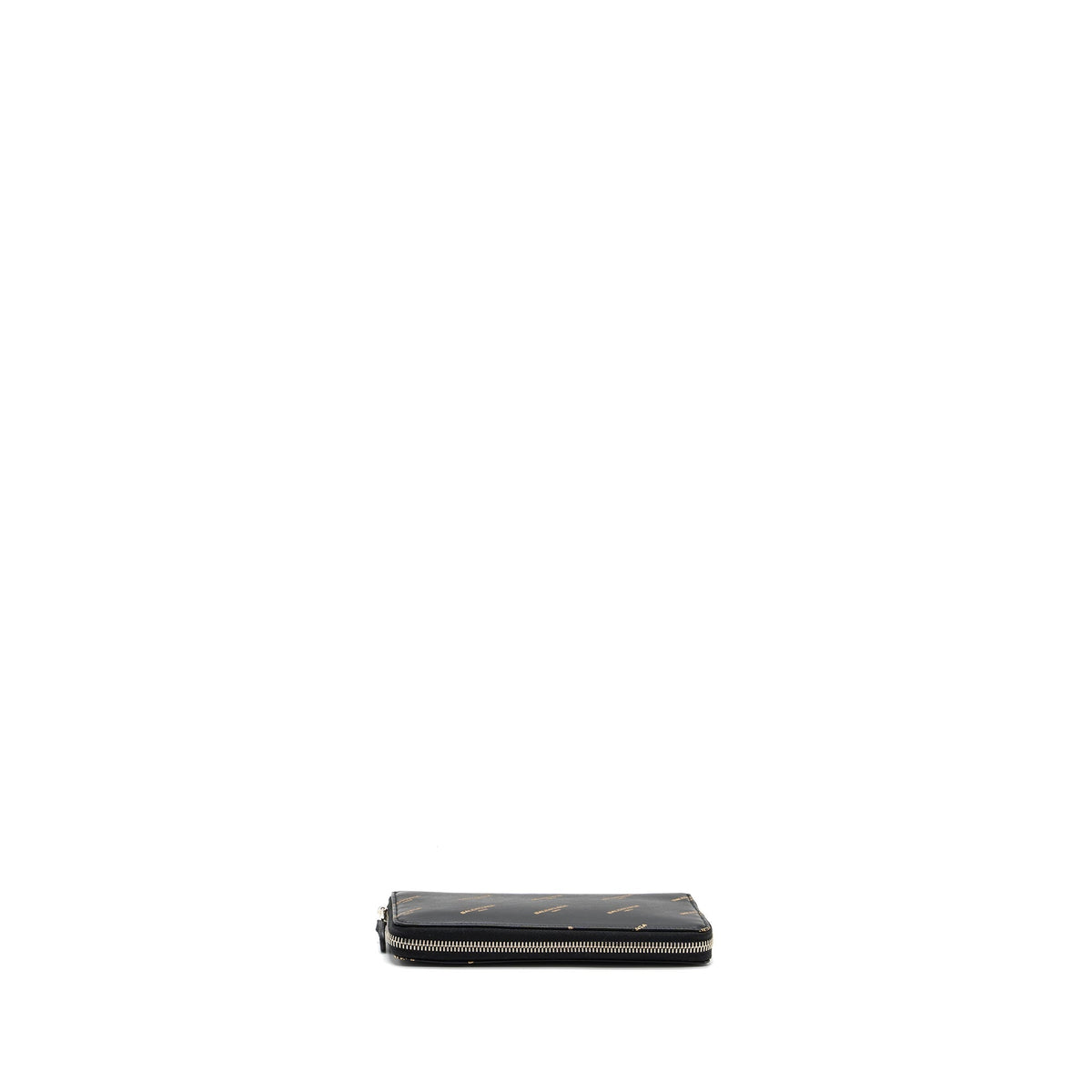 balenciaga Logo Long Zip Wallet Calfskin Black SHW