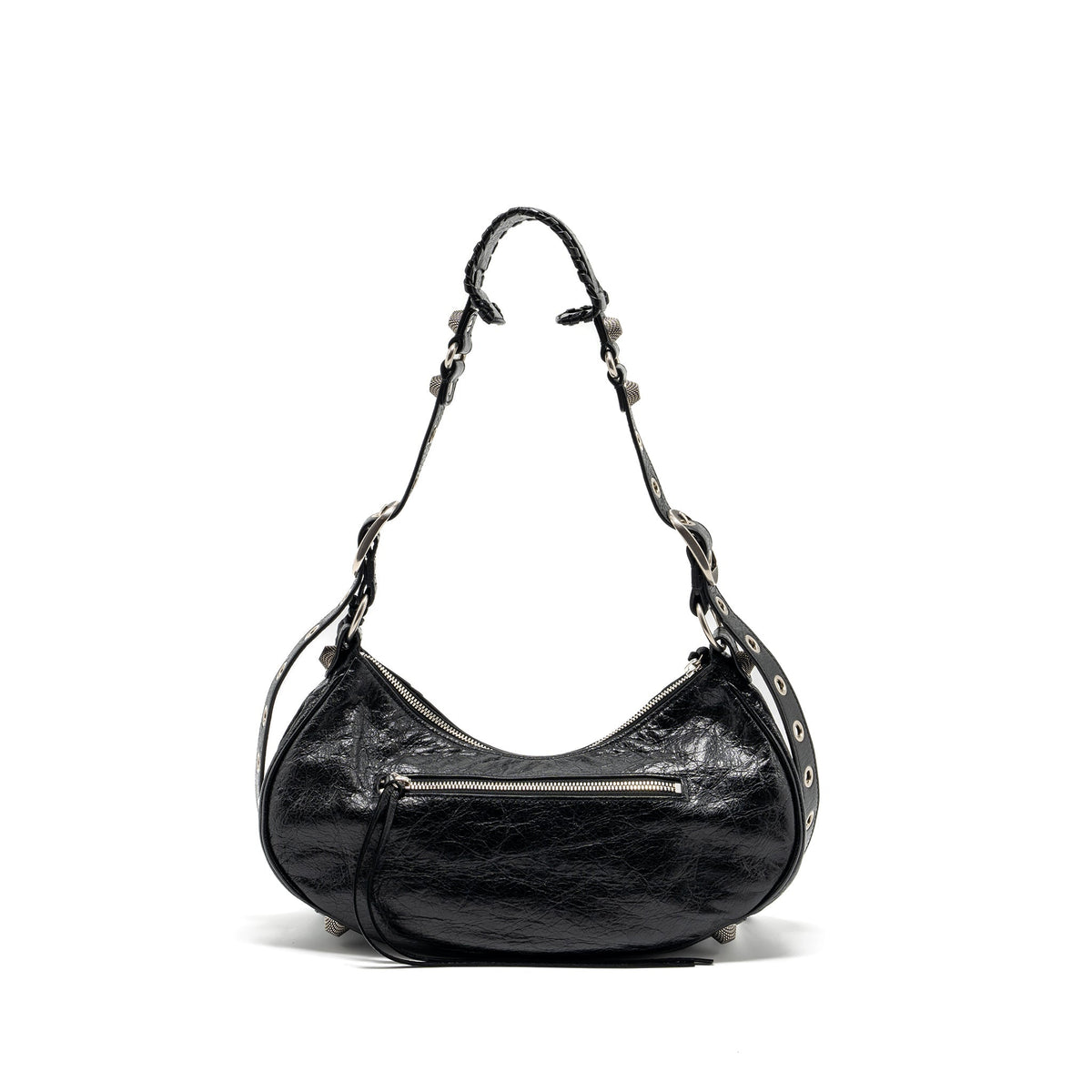 balenciaga Le Cargole Small Shoulder Bag Lambskin Black SHW