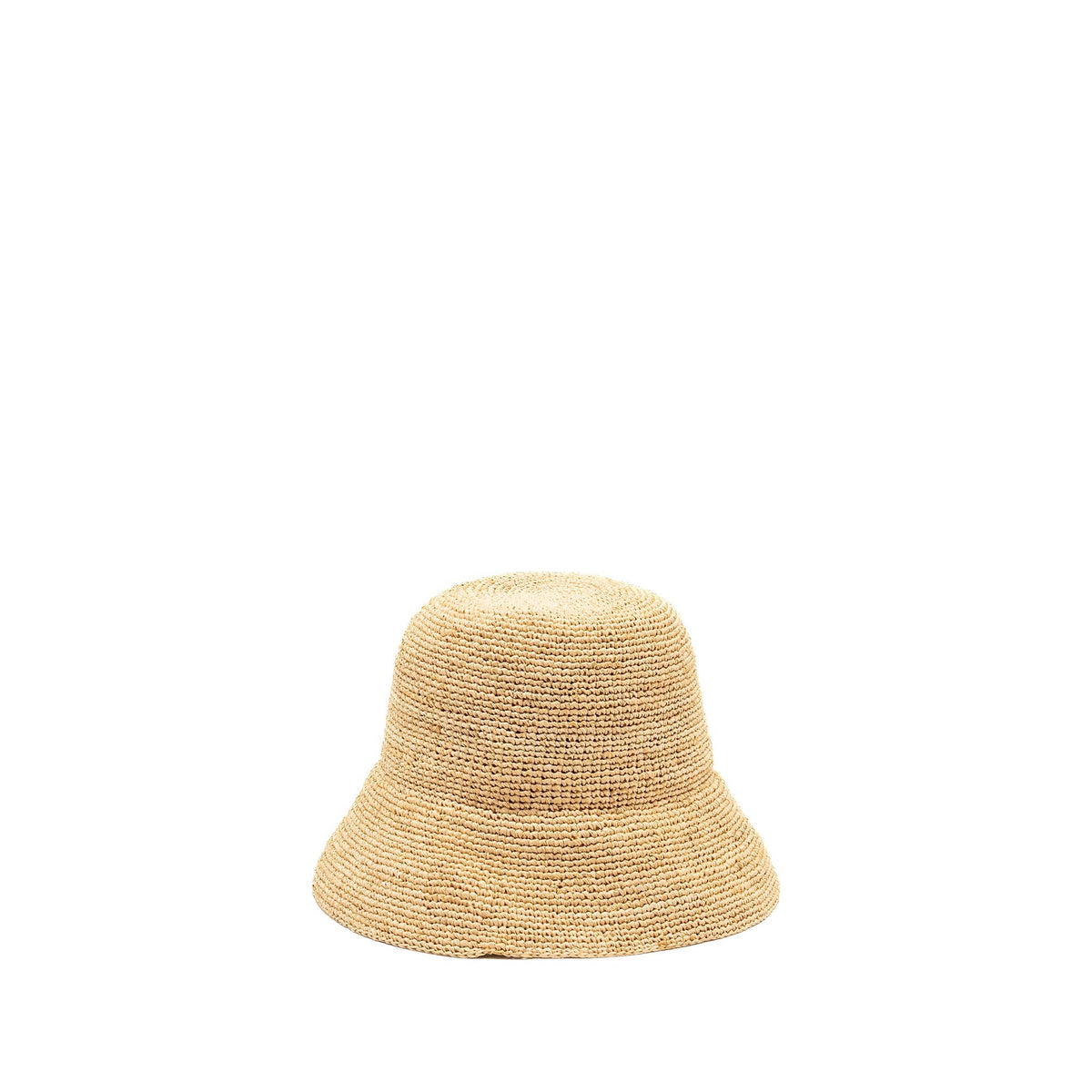 CELINE Size S Triomphe Bucket Hat In Raffia Natural/Black