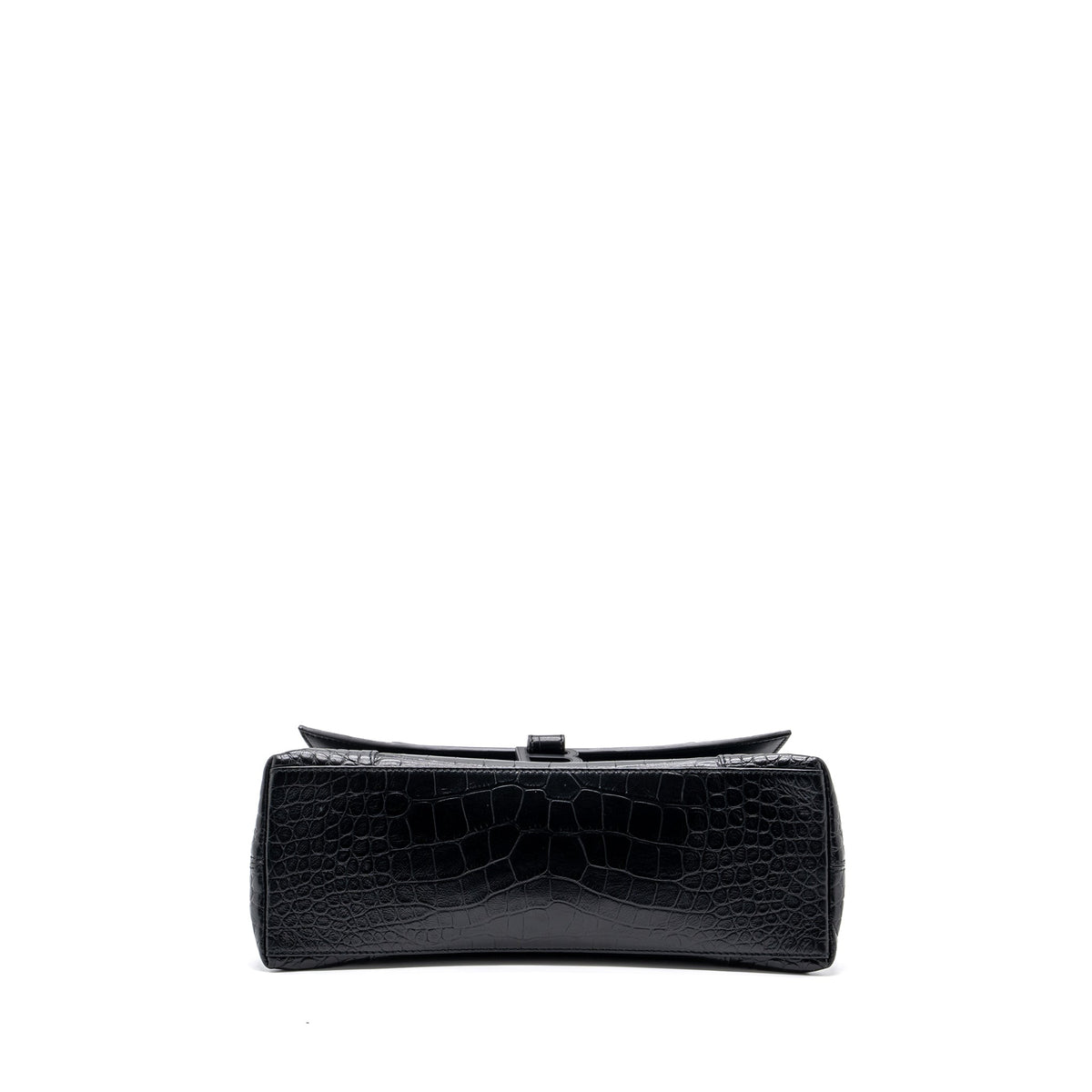 balenciaga Downtown Small Shoudler Bag Crocodile Embossed Black with Black Hardware
