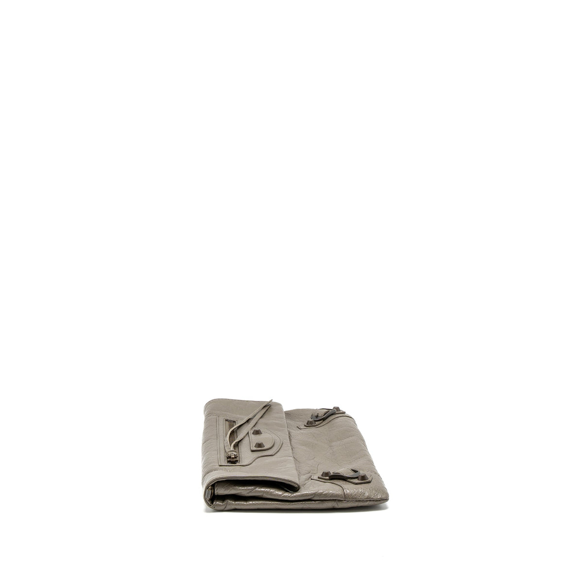 balenciaga City Fold Clutch/Shoulder Bag Leather Grey Ruthenium Hardware
