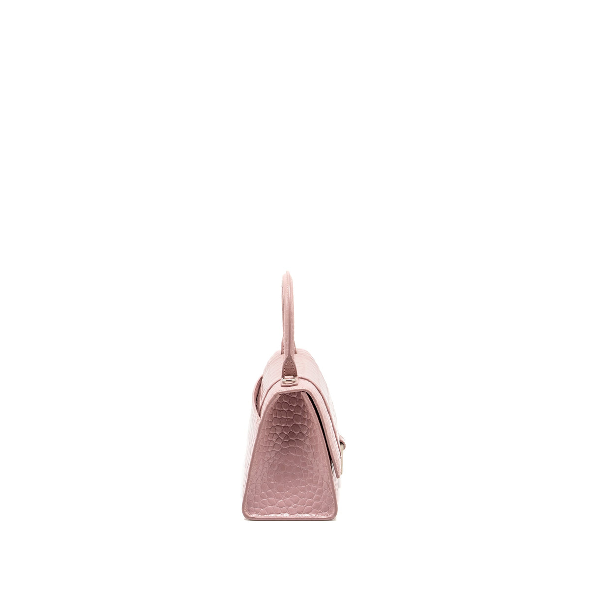 balenciaga Hourglass S Croc-Embossed Calfskin Pink SHW