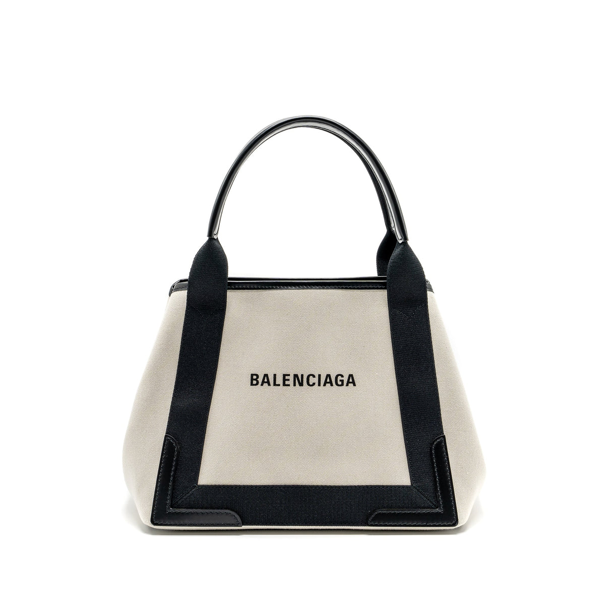 balenciaga Cabas Tote Bag Canvas/Calfskin Beige/Black SHW