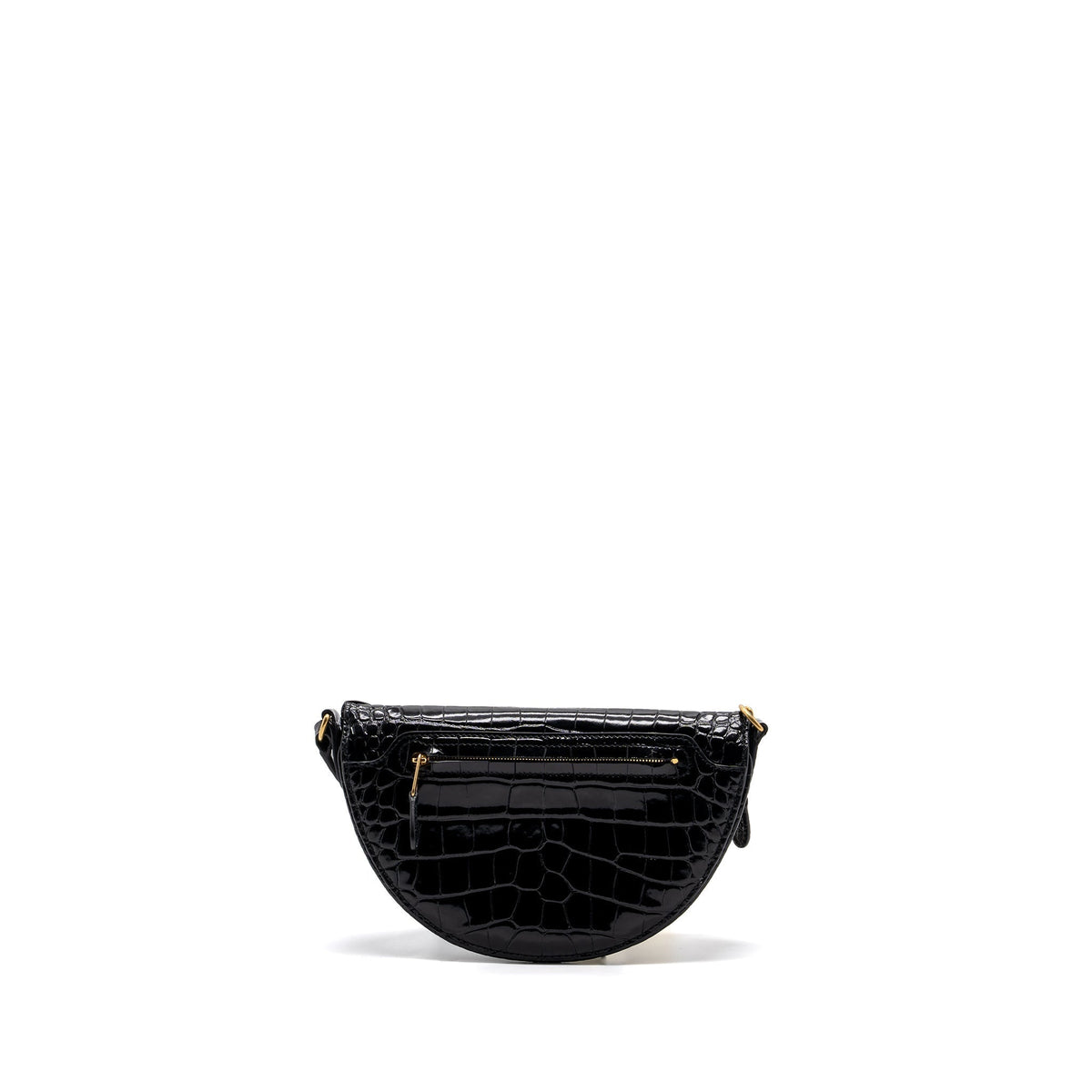 balenciaga SOUVENIR BELT BAG Croc-Embossed Calfskin Black GHW