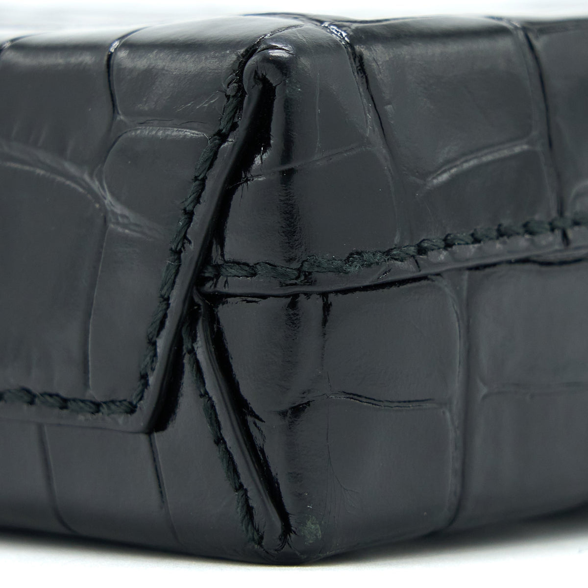 balenciaga Mini Shopping Phone Pouch Coro-Emboss Calfskin Black SHW