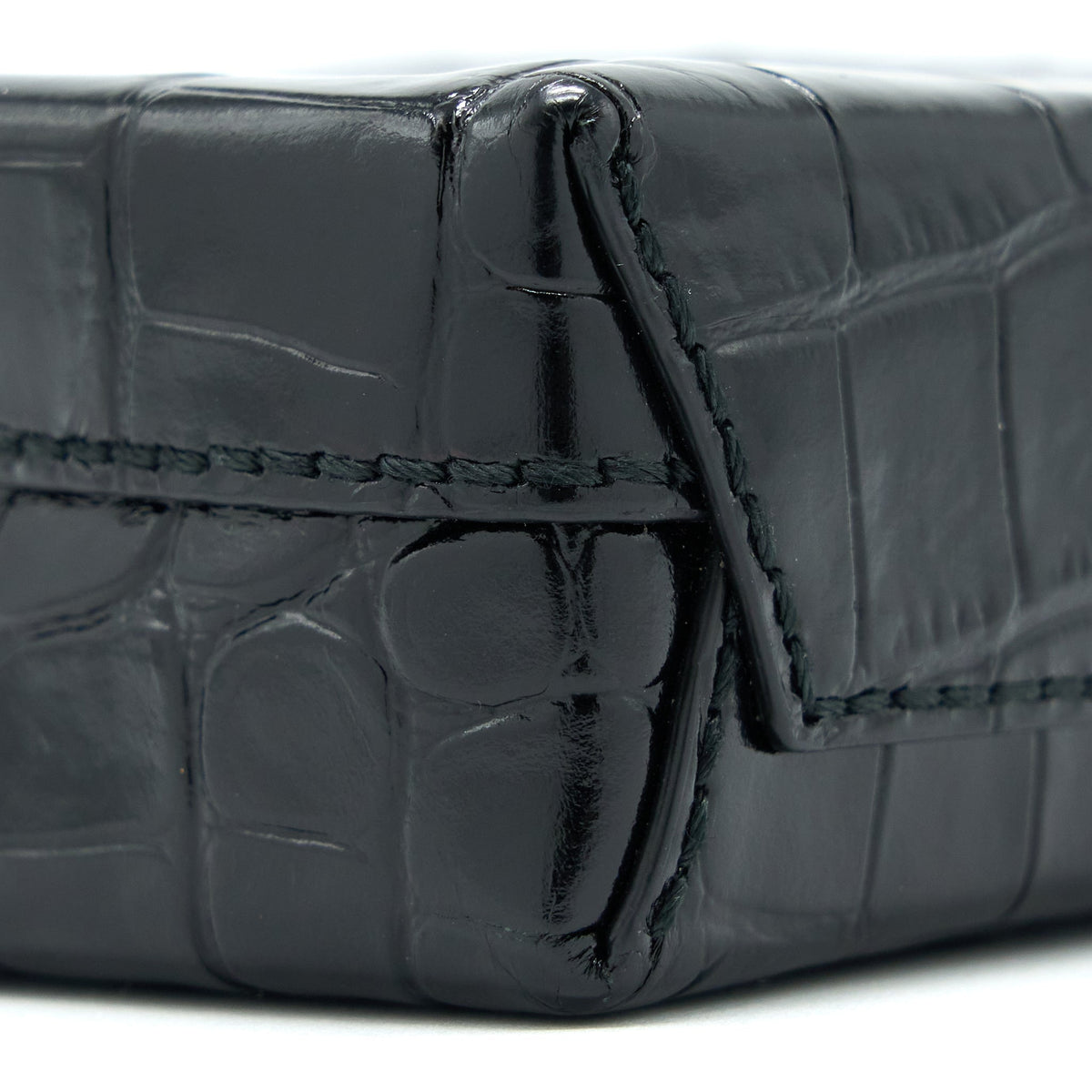 balenciaga Mini Shopping Phone Pouch Coro-Emboss Calfskin Black SHW