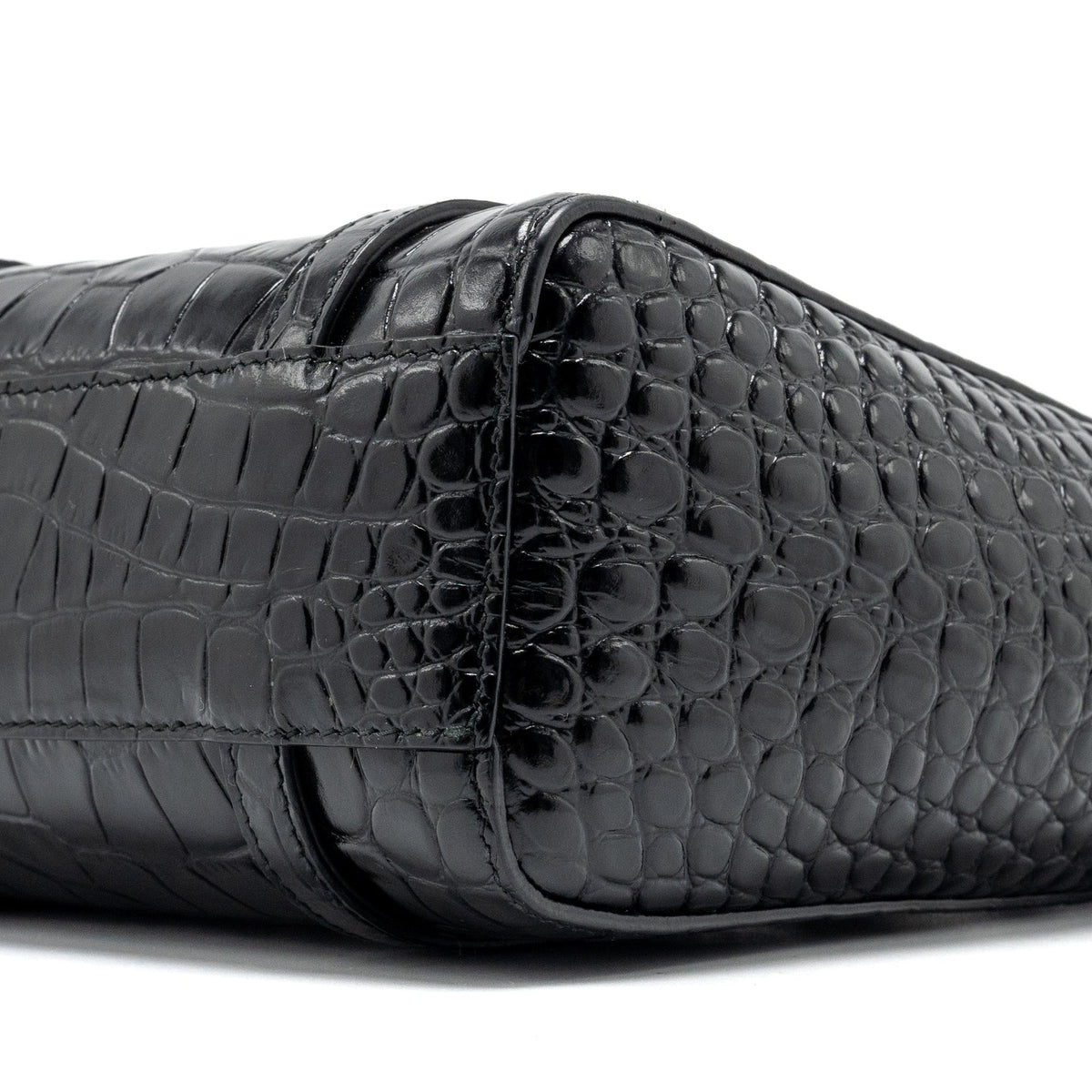 balenciaga XXS Everyday Tote Bag Croc-Embossed Calfskin Black SHW