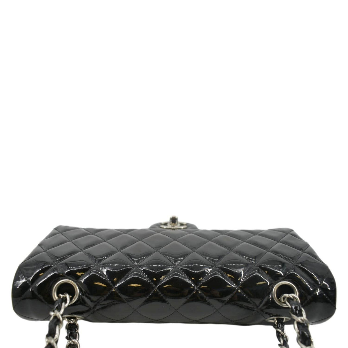 Chanel Classic Medium Double Flap Patent Leather Shoulder Bag Black