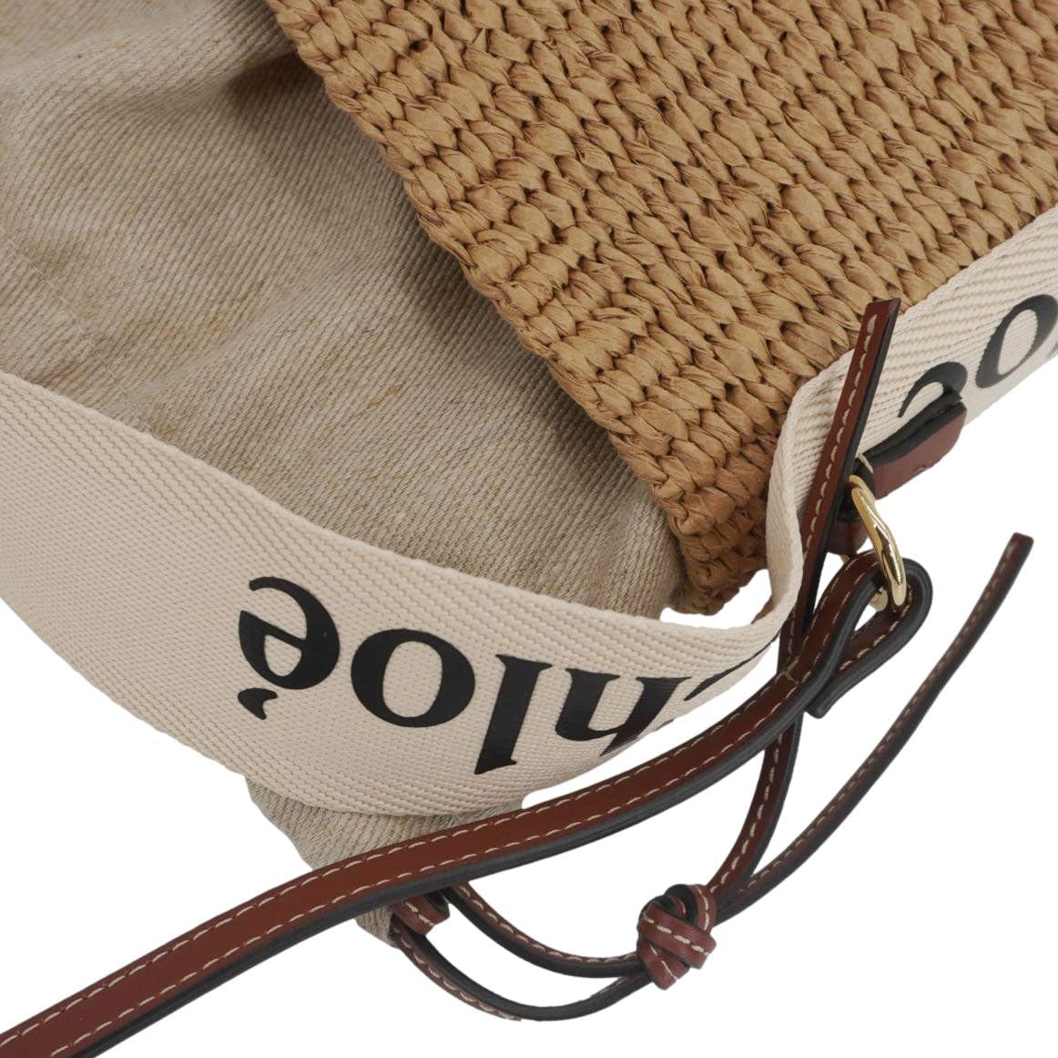 Chloe Woody Raffia Basket Tote Bag Brown