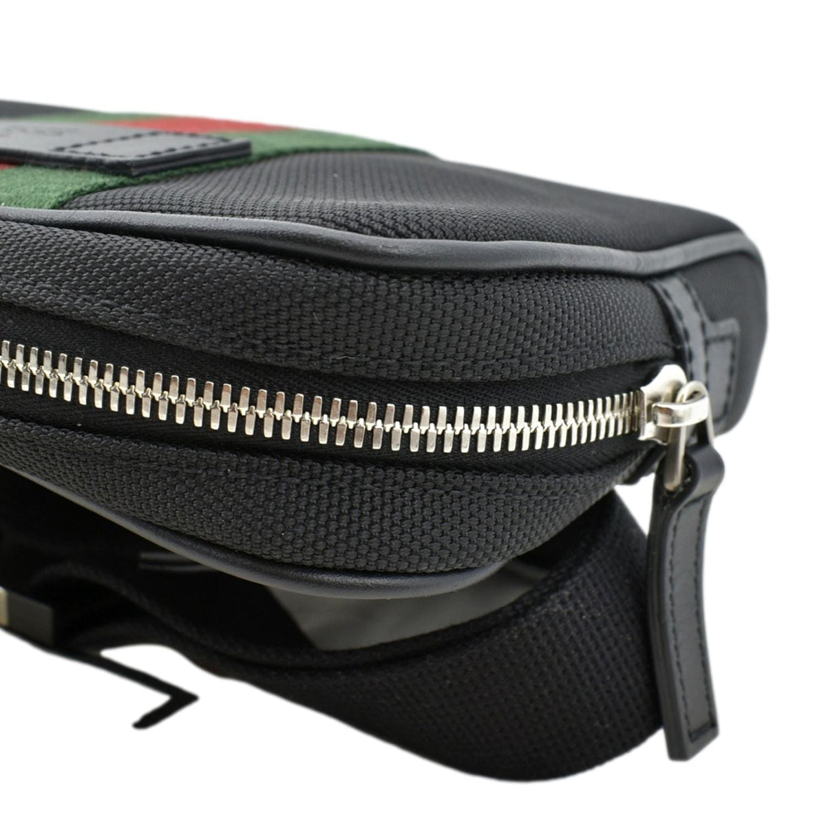 GUCCI Web Monogram Canvas Slim Belt Bag Black 630919