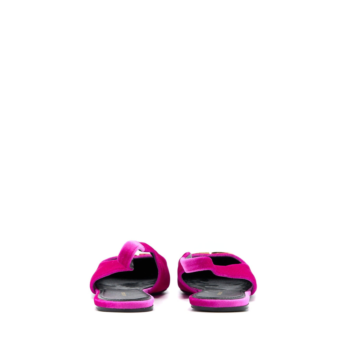 balenciaga Size 39.5 Ballet Flats BB Velvet Pink Gold Tone