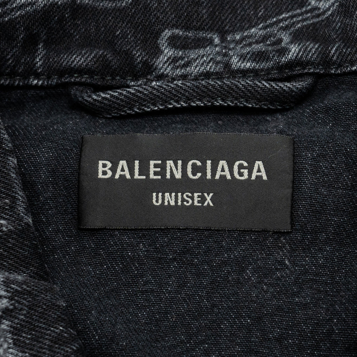 balenciaga size XS oversized logo-print denim jacket black