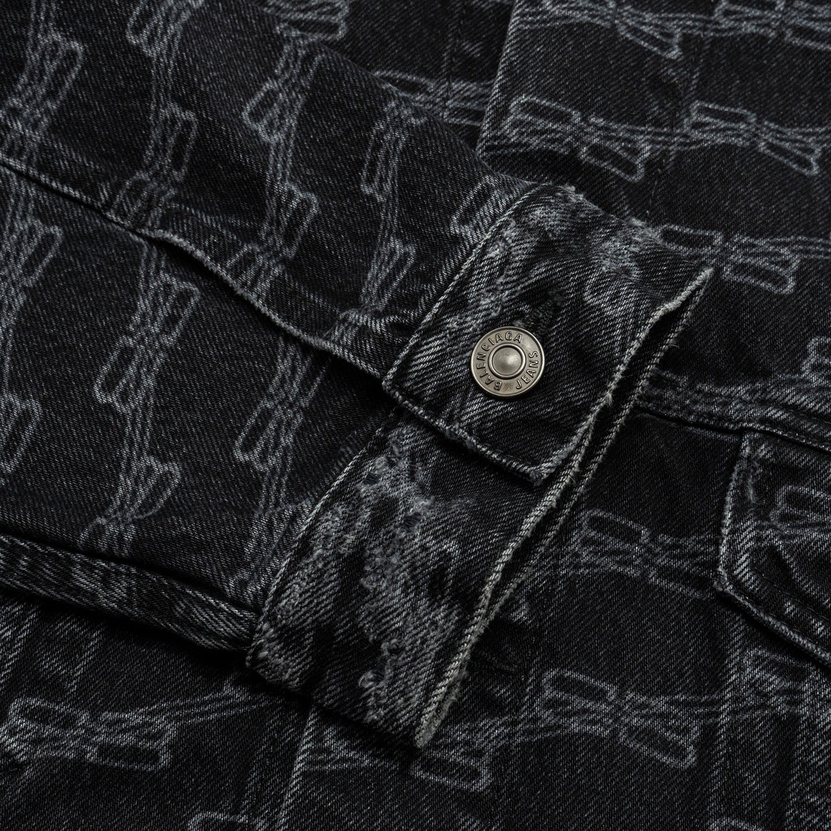 balenciaga size XS oversized logo-print denim jacket black