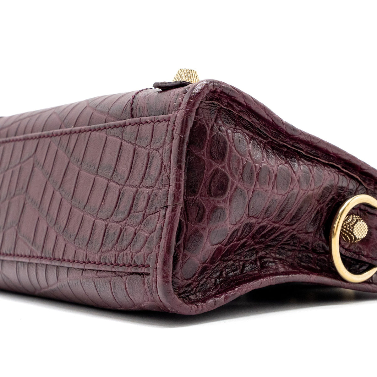 balenciaga mini city bag croc embossed calfskin burgundy GHW