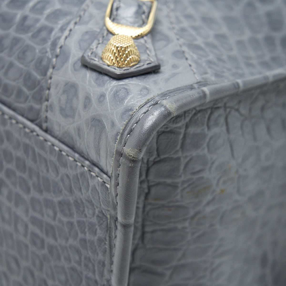balenciaga Medium Embossed Calfskin Bag in Grey SHW