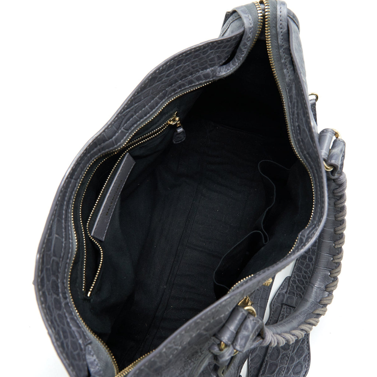 balenciaga Medium Embossed Calfskin Bag in Grey SHW