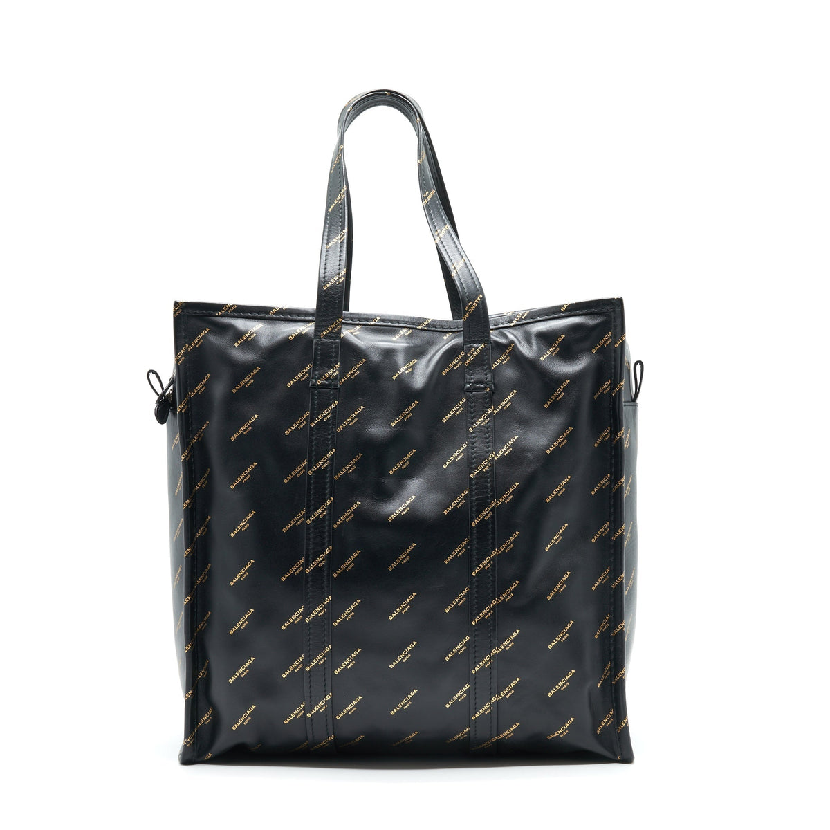 balenciaga Logo Printed Bazar Shopper M Leather Bag