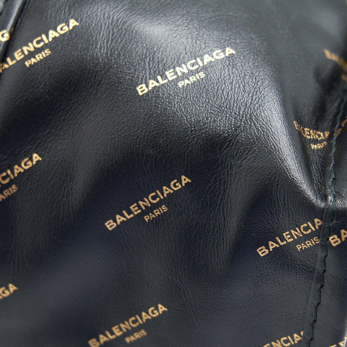 balenciaga Logo Printed Bazar Shopper M Leather Bag