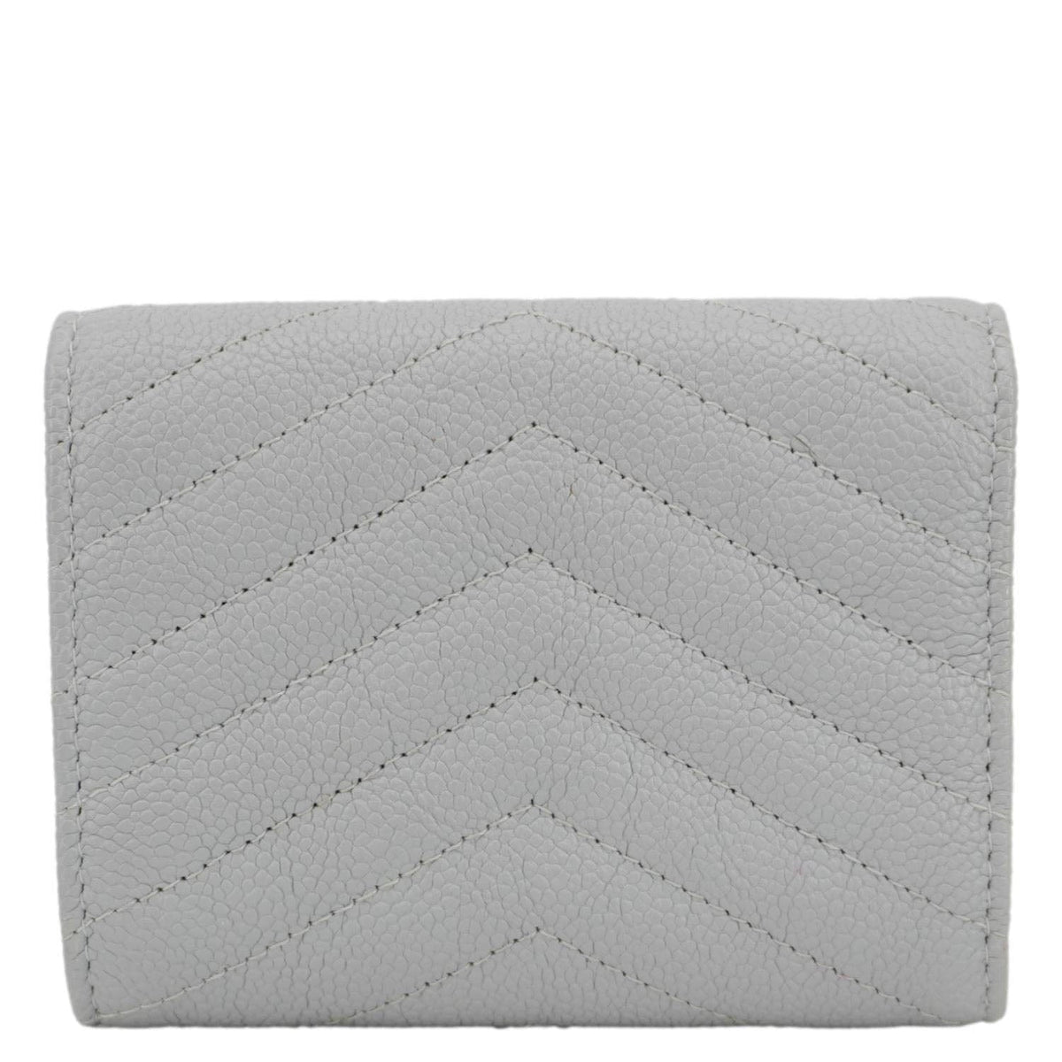 Chanel Envelope Flap Chevron Caviar Leather Compact Wallet Grey