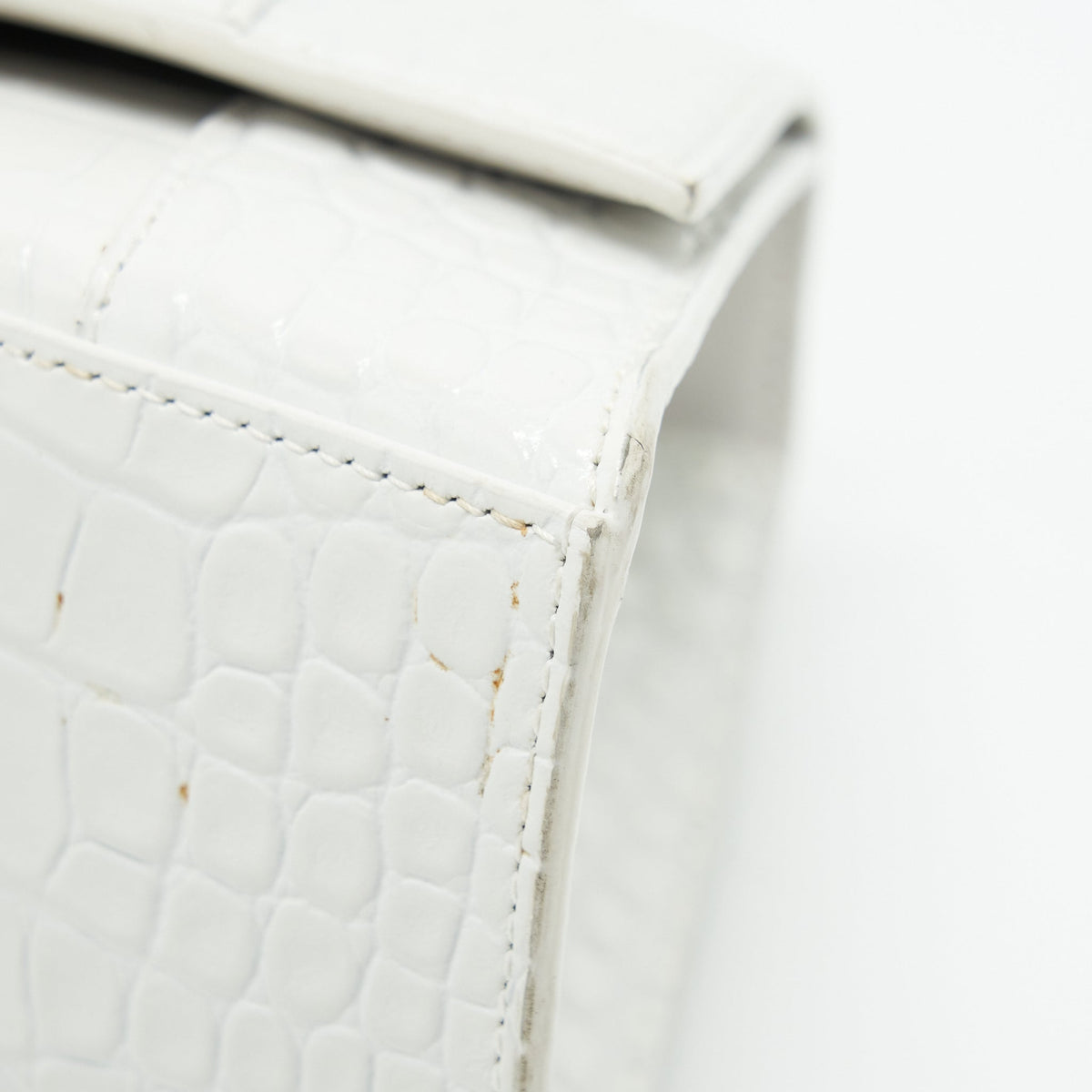 balenciaga Hourglass S Croc embossed Calfskin White SHW