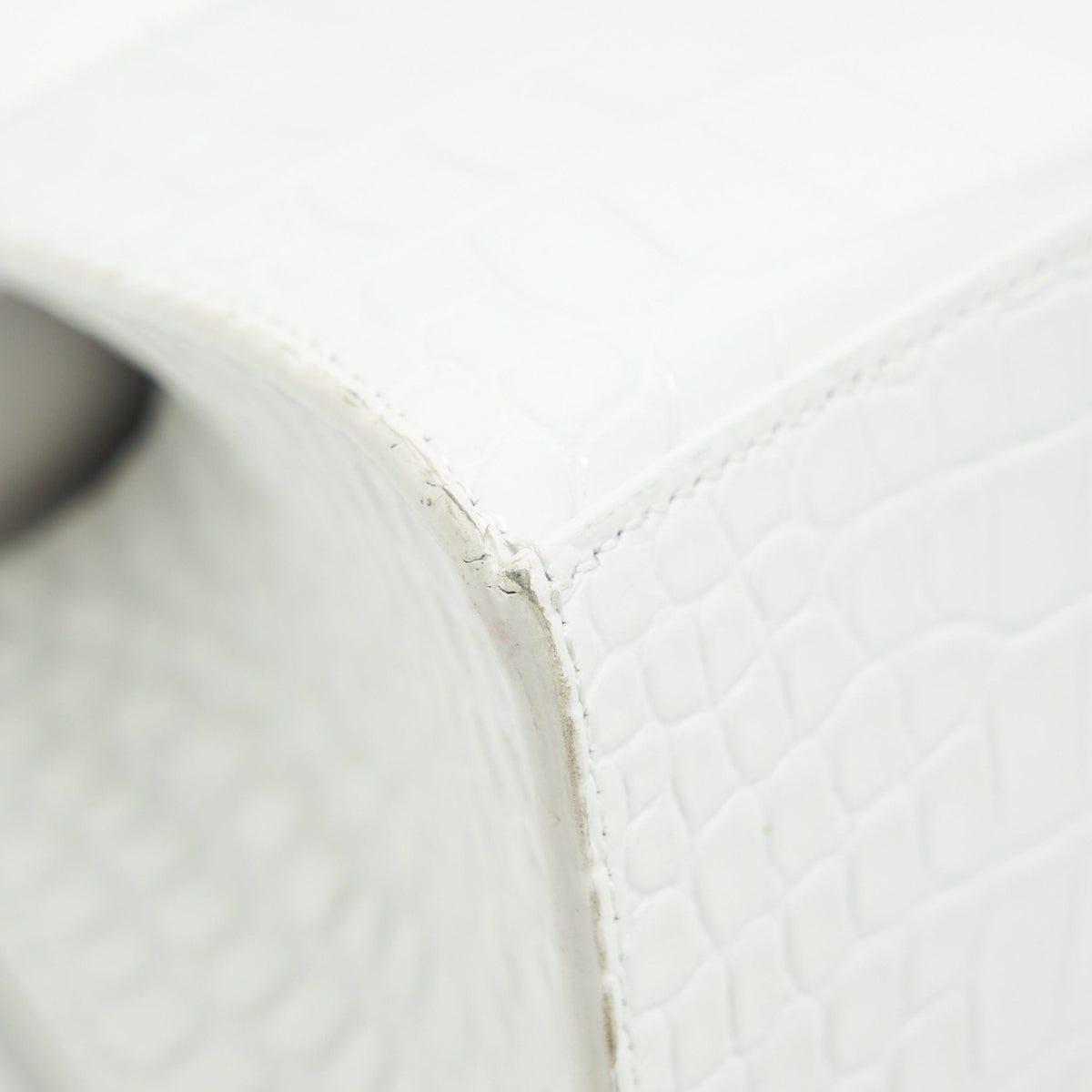 balenciaga Hourglass S Croc embossed Calfskin White SHW