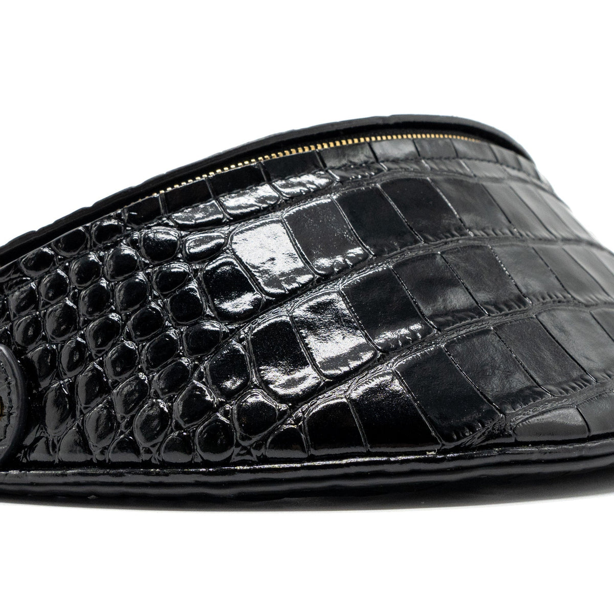 balenciaga SOUVENIR BELT BAG Croc-Embossed Calfskin Black GHW