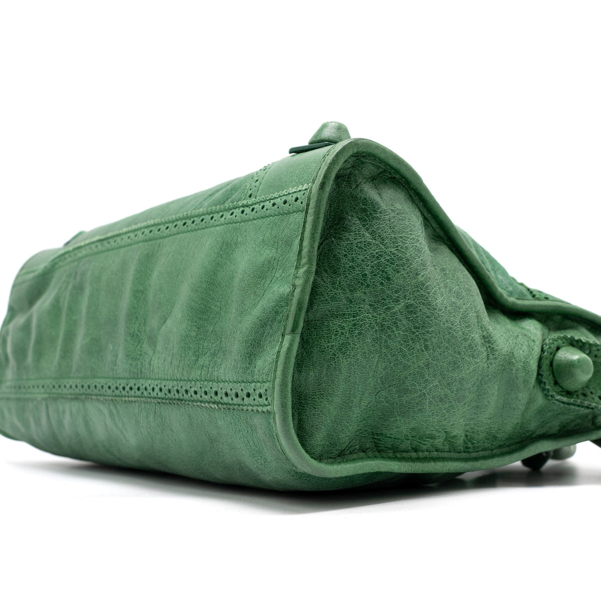 balenciaga Lace City Bag Leather Green SHW
