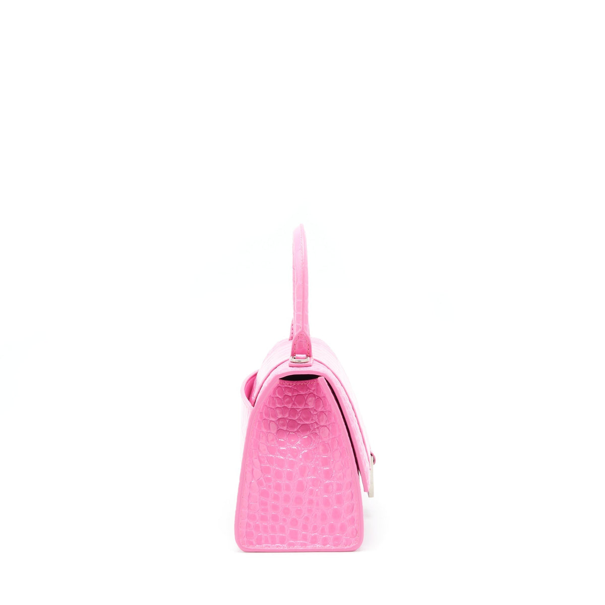 balenciaga Hourglass Croc Embossed Pink SHW