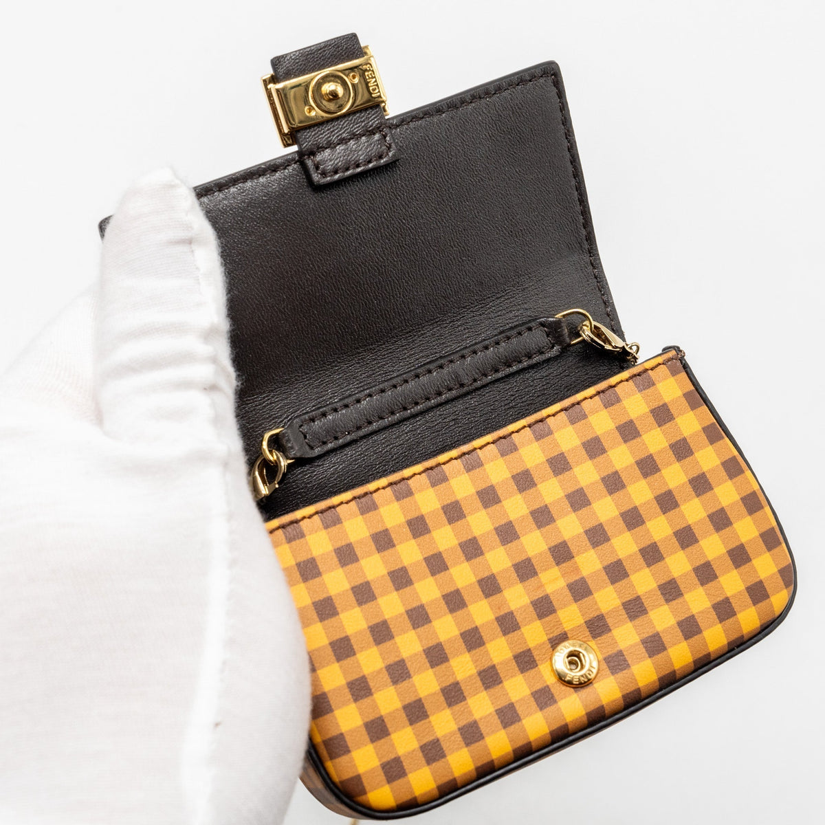 Top quality Fendi nano baguette bag charm leather yellow/multicolour GHW