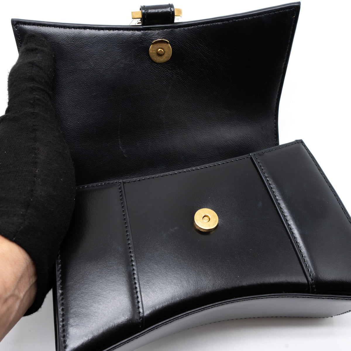 balenciaga Hourglass XS Calfskin Black GHW