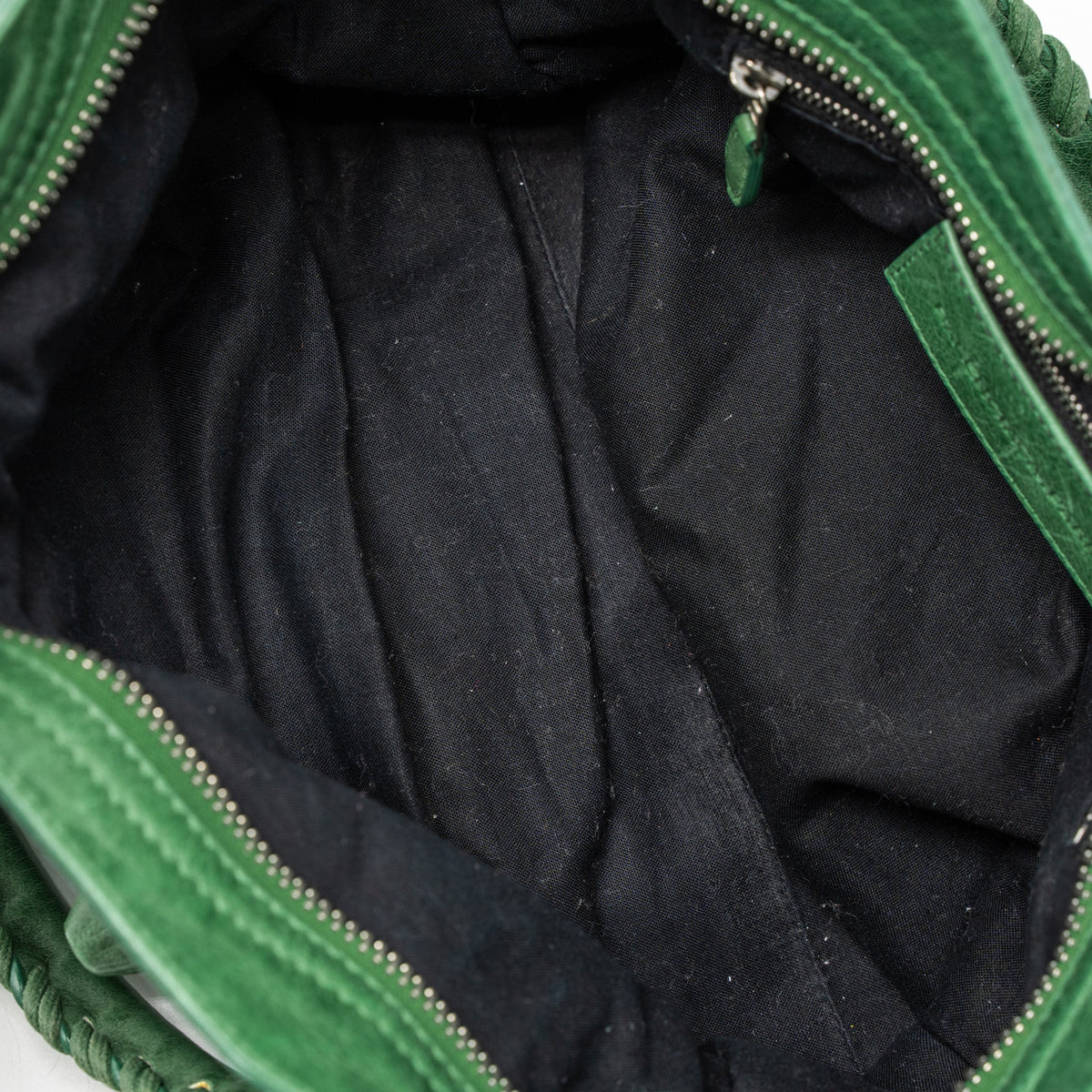 balenciaga Lace City Bag Leather Green SHW
