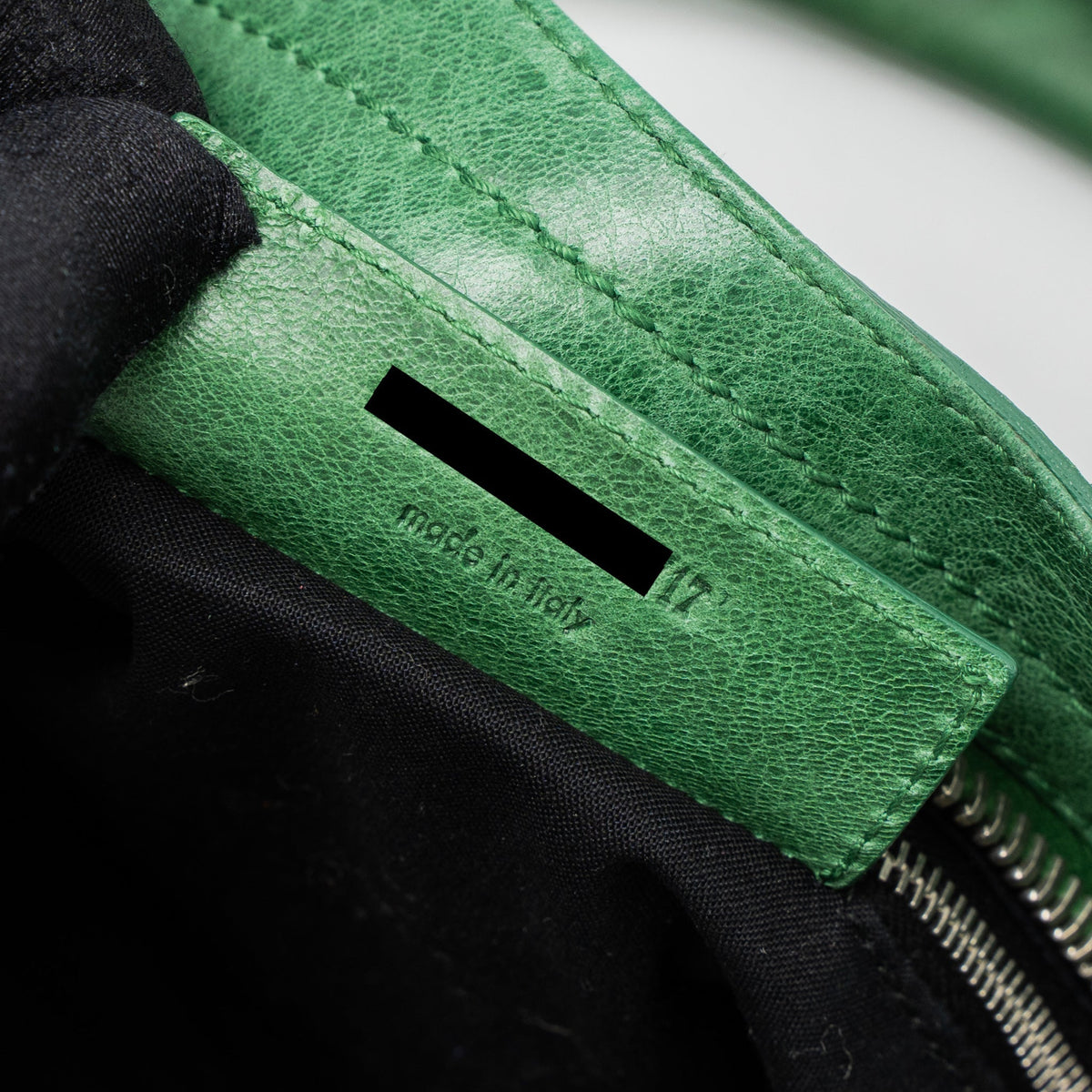 balenciaga Lace City Bag Leather Green SHW