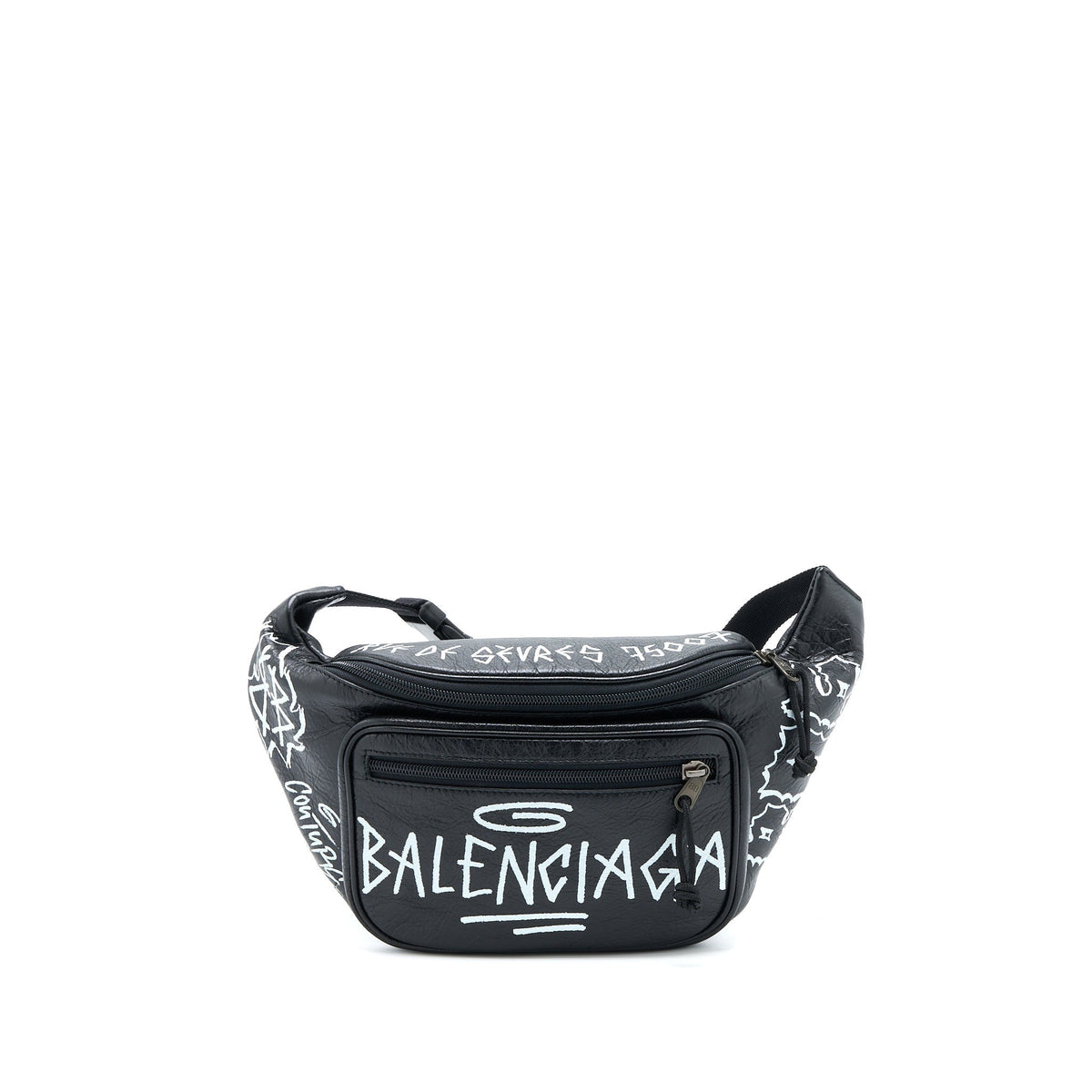 balenciaga Graffiti Waist Bag Leather Black Ruthenium Hardware