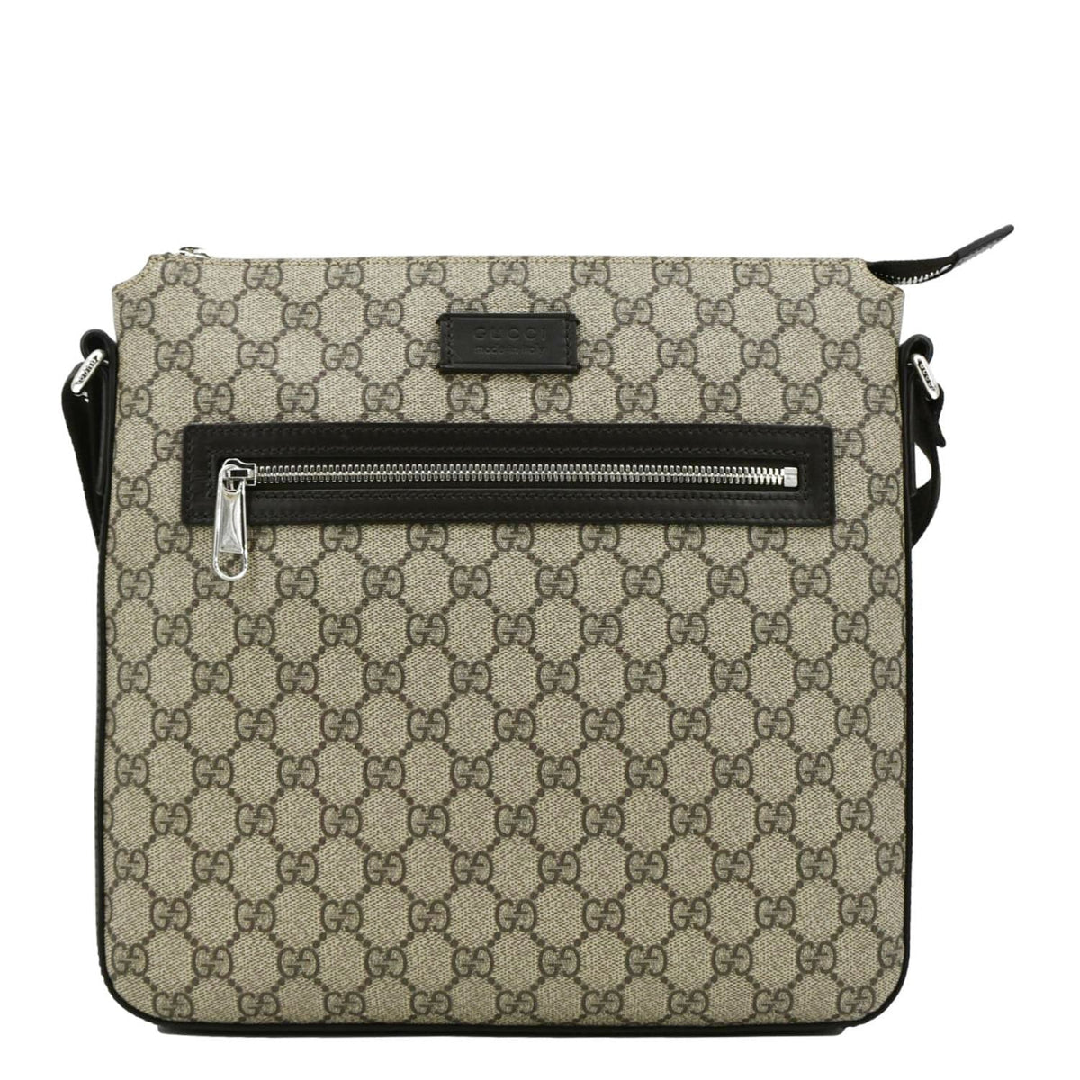 GUCCI Courrier Zip GG Supreme Canvas Messenger Bag Beige 406408