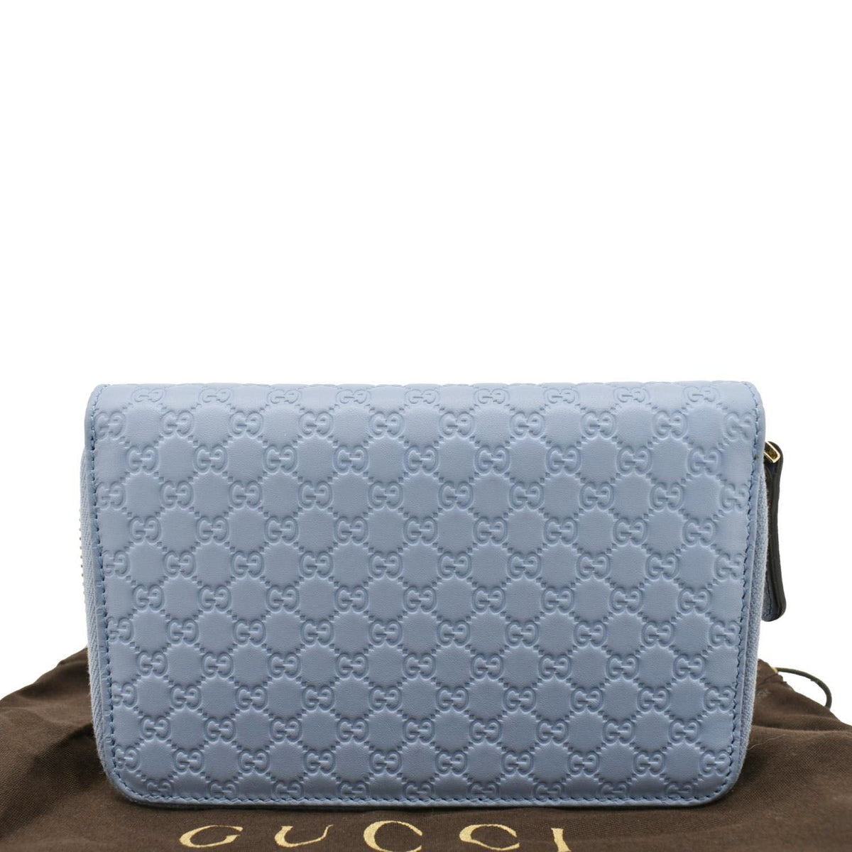 GUCCI Zip Around Soft Microguccissima Leather Wallet Light Blue 449423