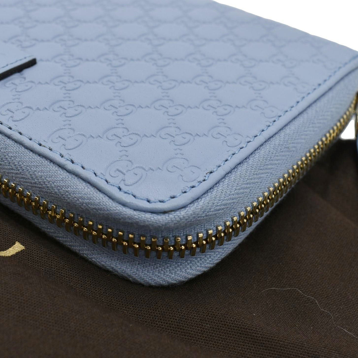 GUCCI Zip Around Soft Microguccissima Leather Wallet Light Blue 449423