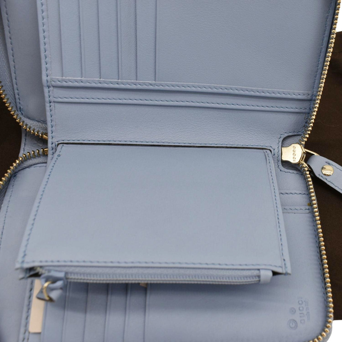 GUCCI Zip Around Soft Microguccissima Leather Wallet Light Blue 449423