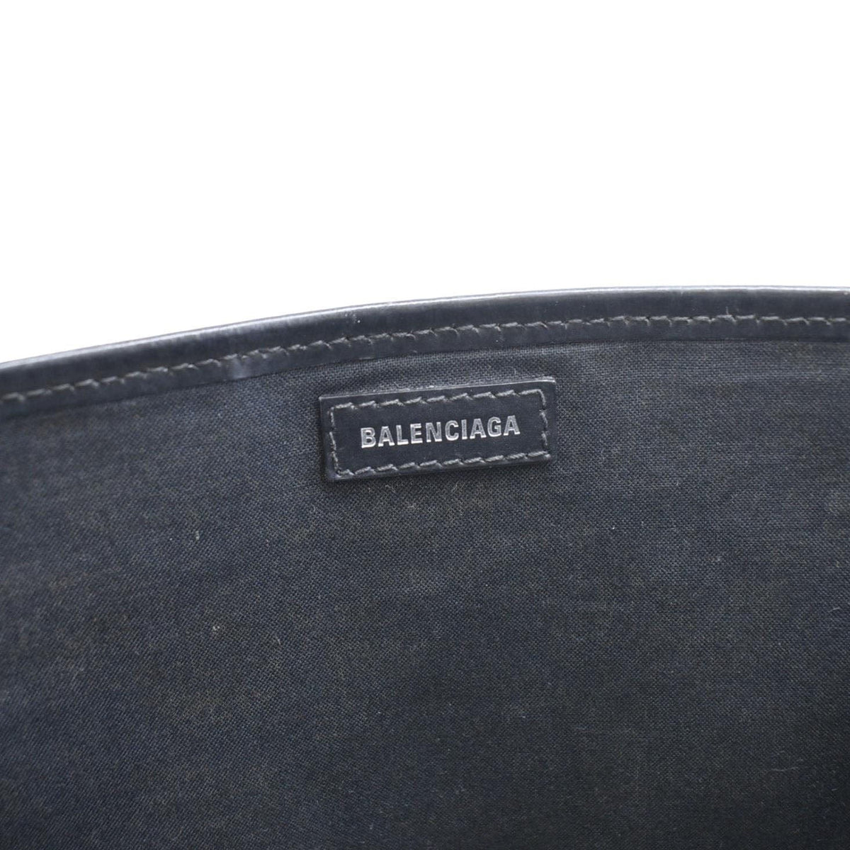 balenciaga  Logo S Navy Cabas Canvas Hobo Bag White