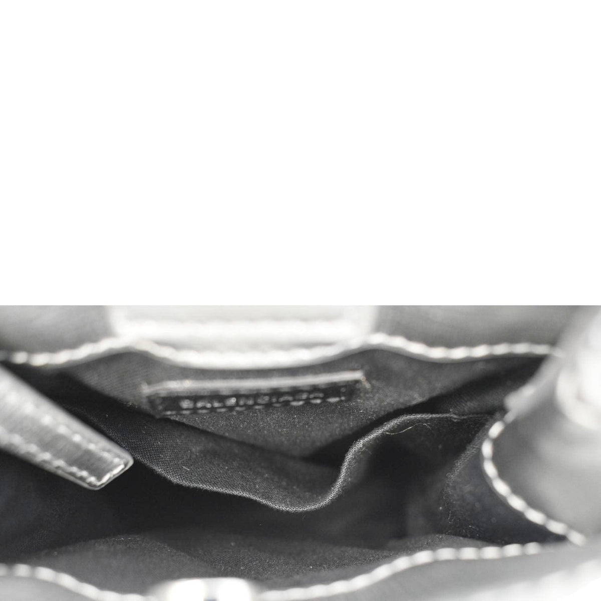 balenciaga Metallic Logo Leather Shopping Phone Holder Silver