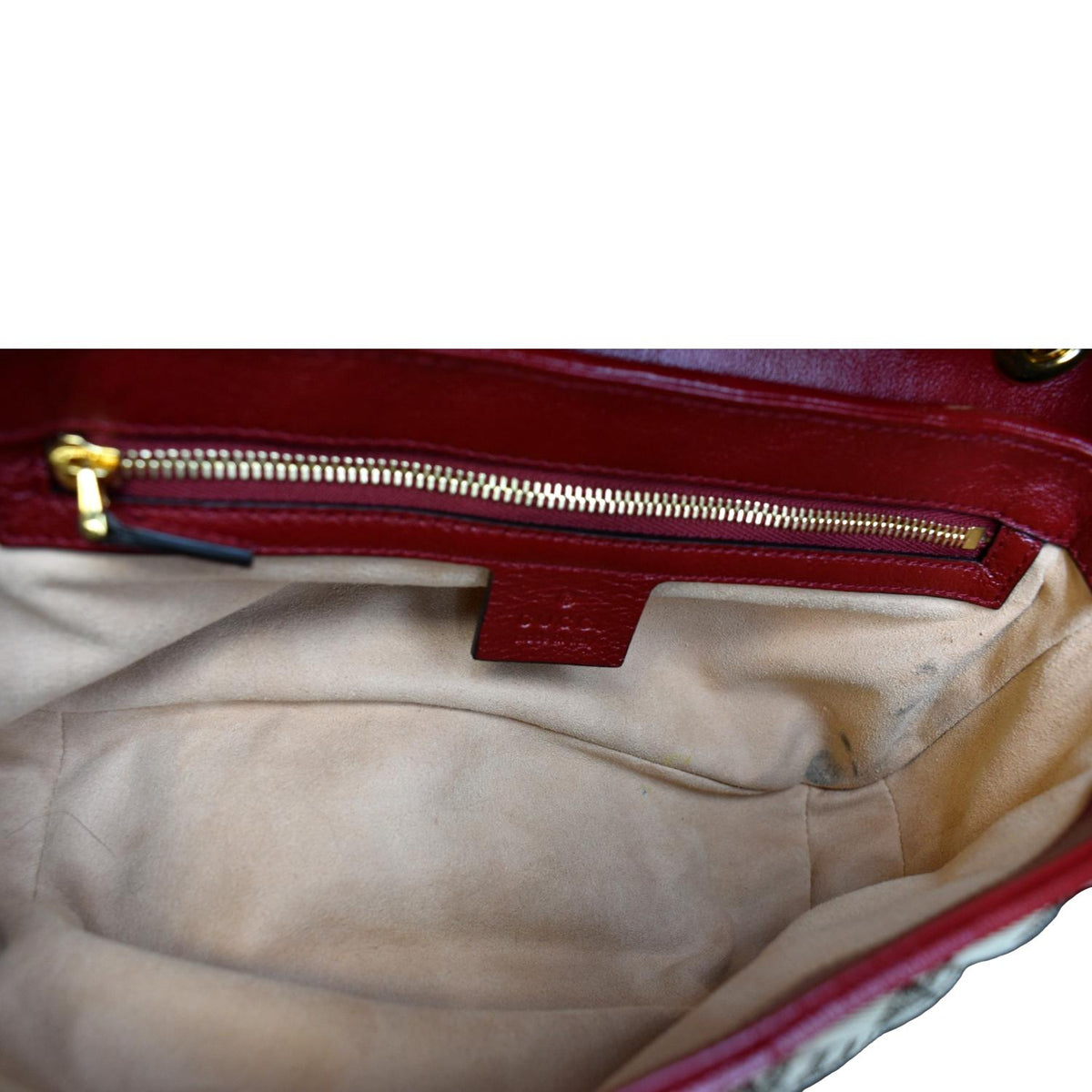 GUCCI GG Marmont Small Matelasse Canvas Shoulder Bag Red 443497