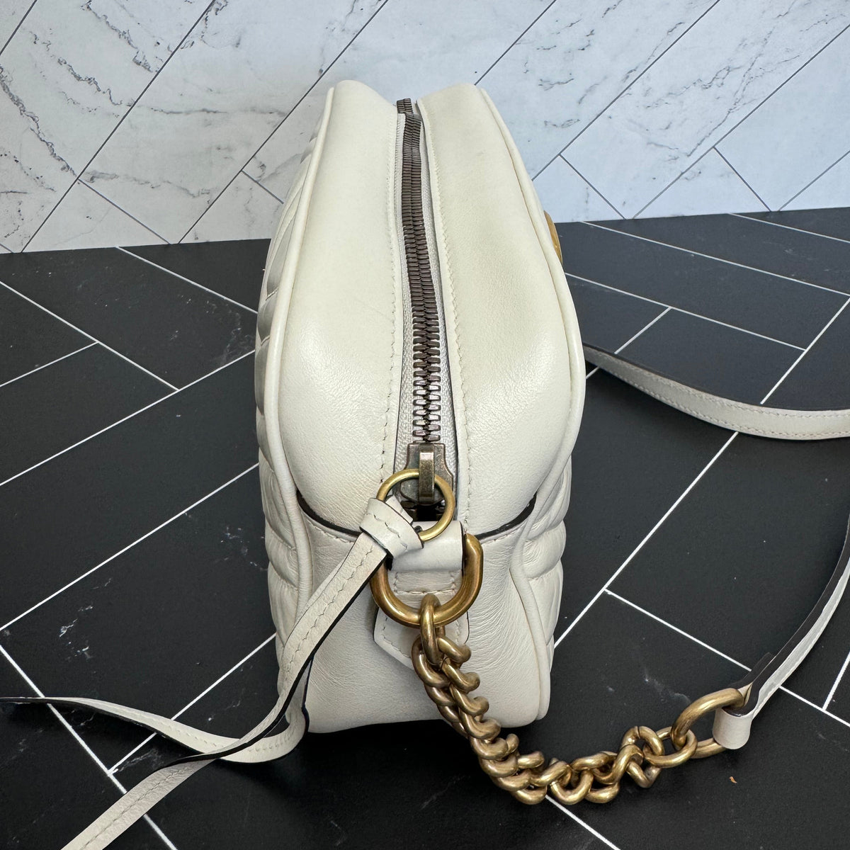 Gucci White Marmont Crossbody