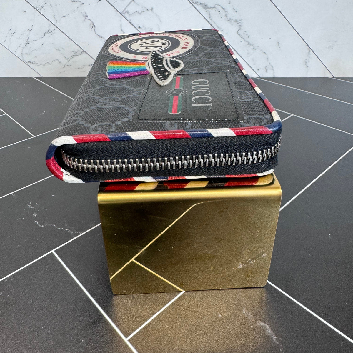 Gucci Canvas Courier Zippy Wallet