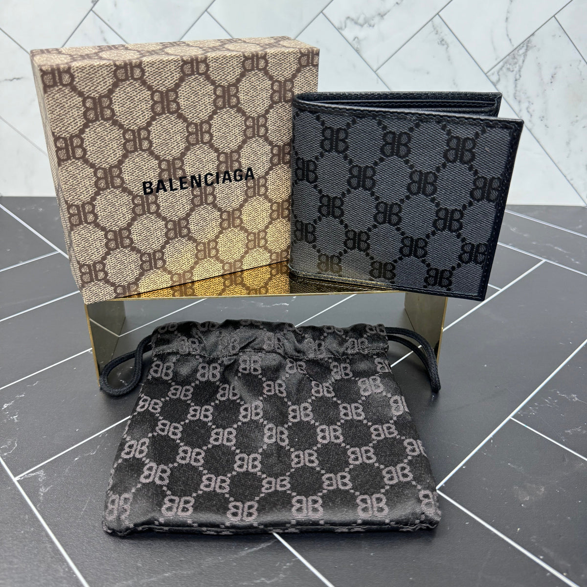 BRAND NEW- Gucci X Balenciaga Black Canvas Bifold