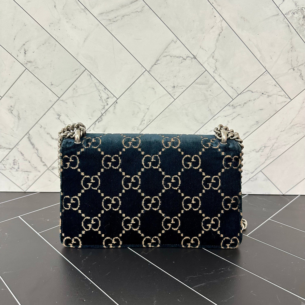 Gucci Blue Velour Small Dionysus Crossbody Bag