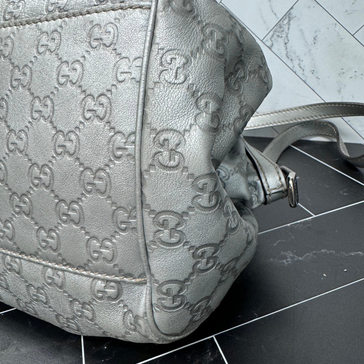 Gucci GG Metallic Silver Sukey Tote