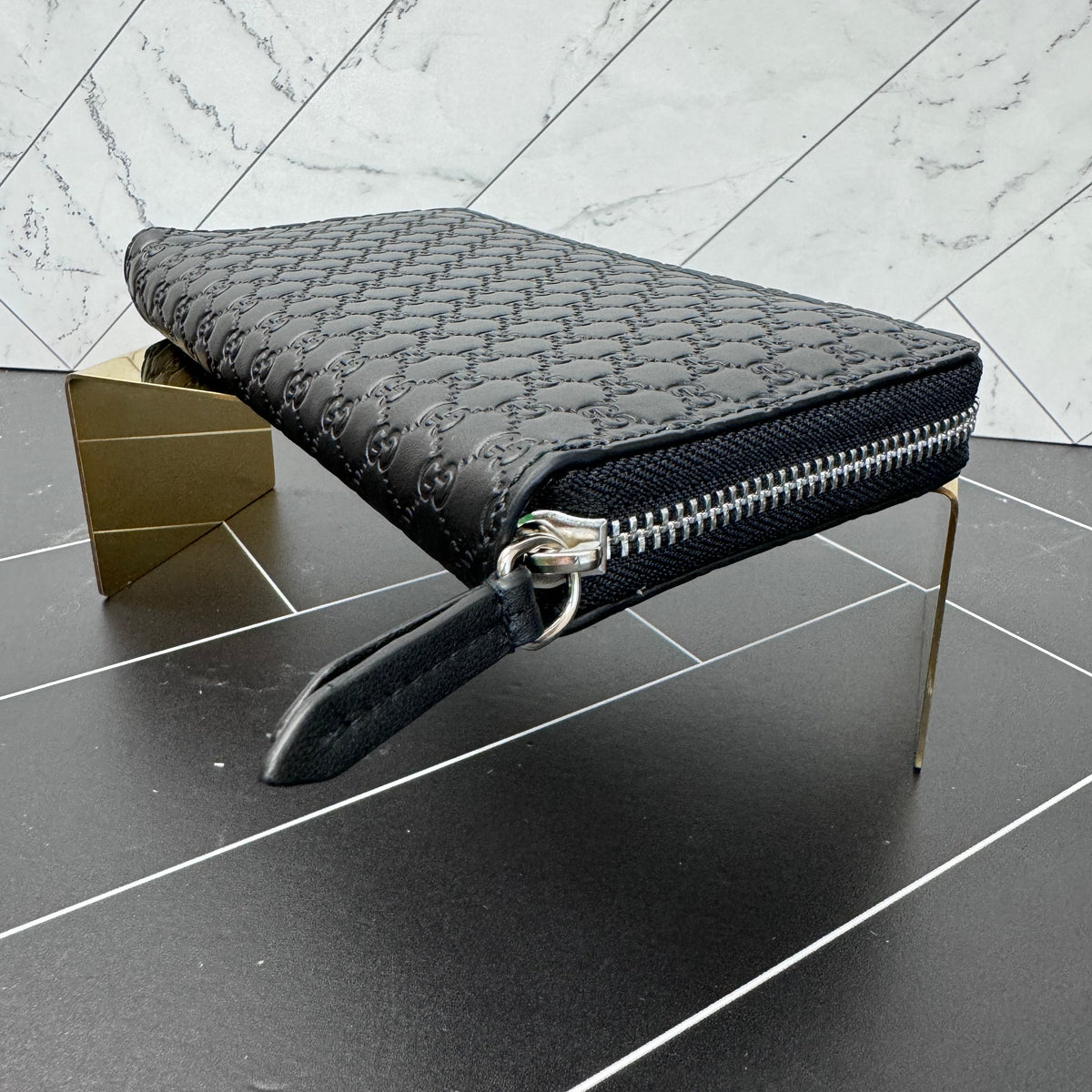 BRAND NEW- Gucci Black Micro Guccisima Zippy Wallet